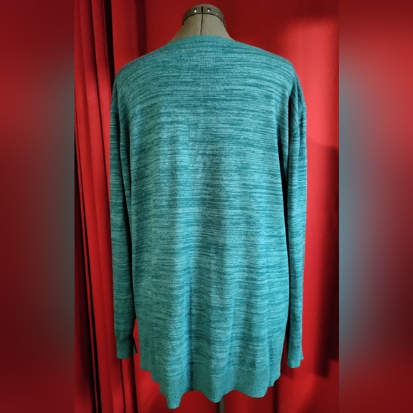 Investments plus sized sweater, long sleeve, turquoise - Picture 2 of 4